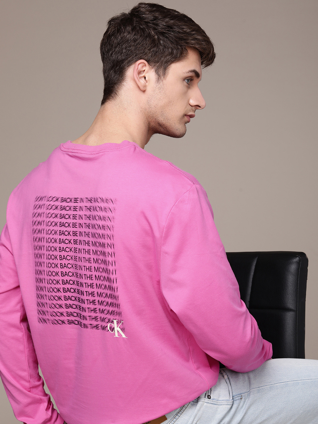 

Calvin Klein Jeans Typography Printed Pure Cotton T-shirt, Pink