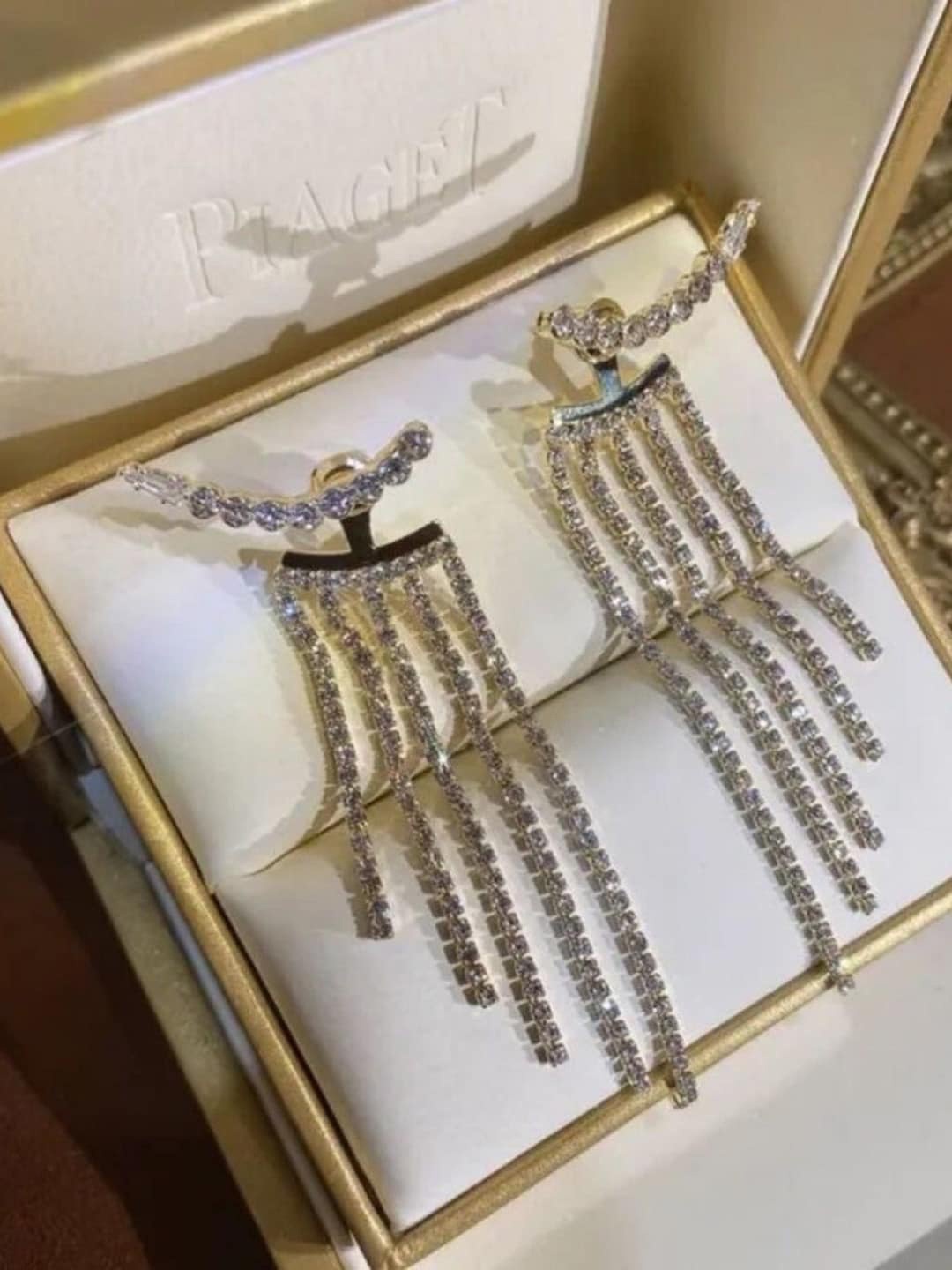 

Krelin Silver-Plated Stones-Studded Tasselled Drop Earrings