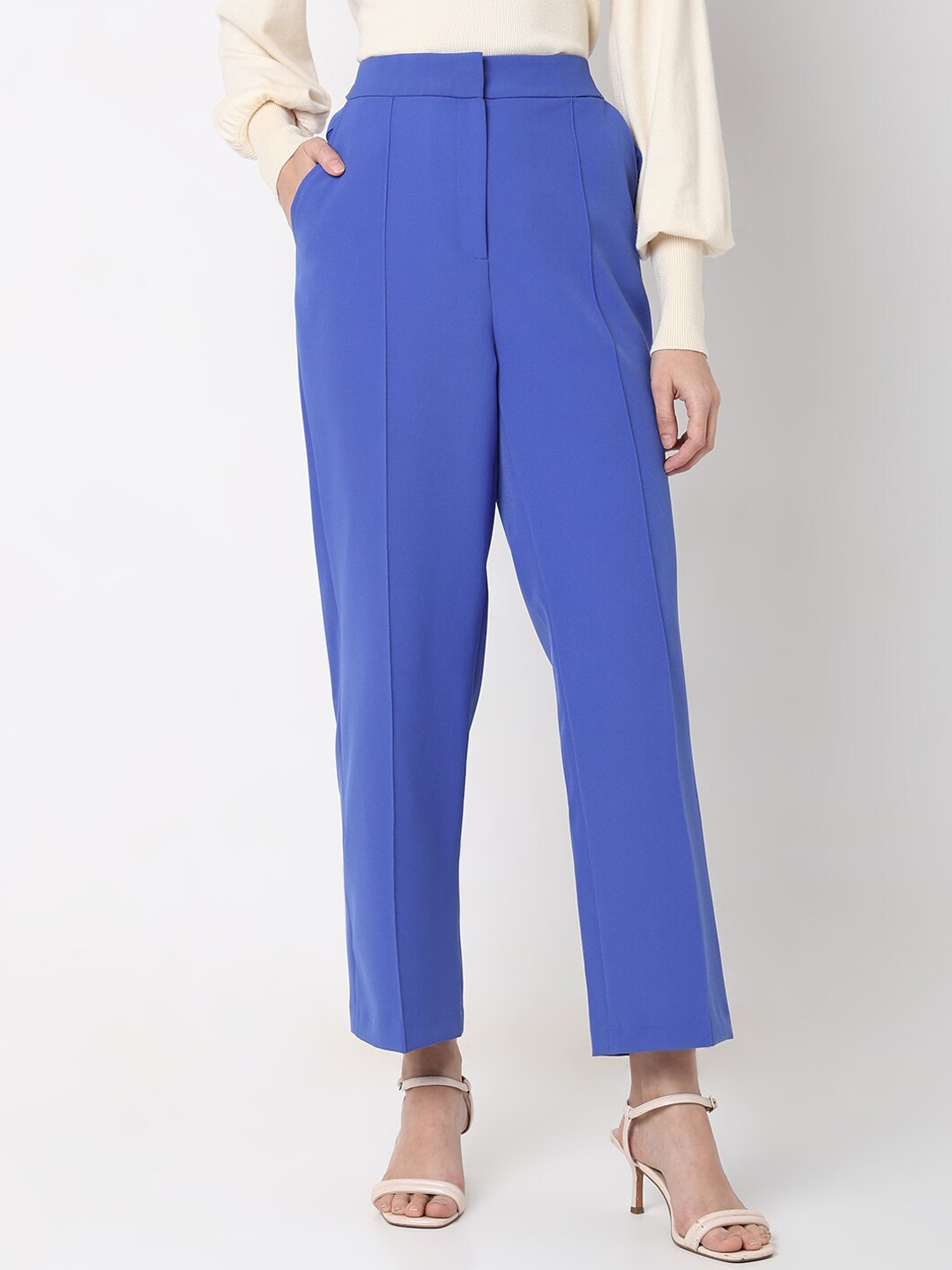 

Vero Moda Women Purple Straight Fit High-Rise Pleated Parallel Trouser