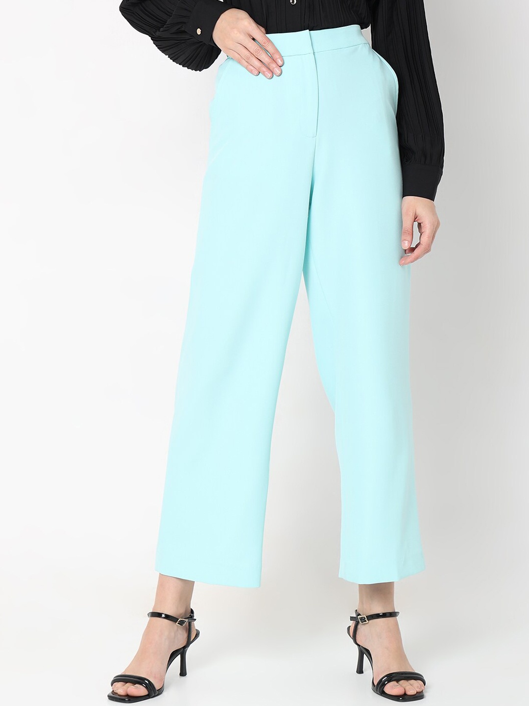

Vero Moda Women Straight Fit High-Rise Culottes Trouser, Blue