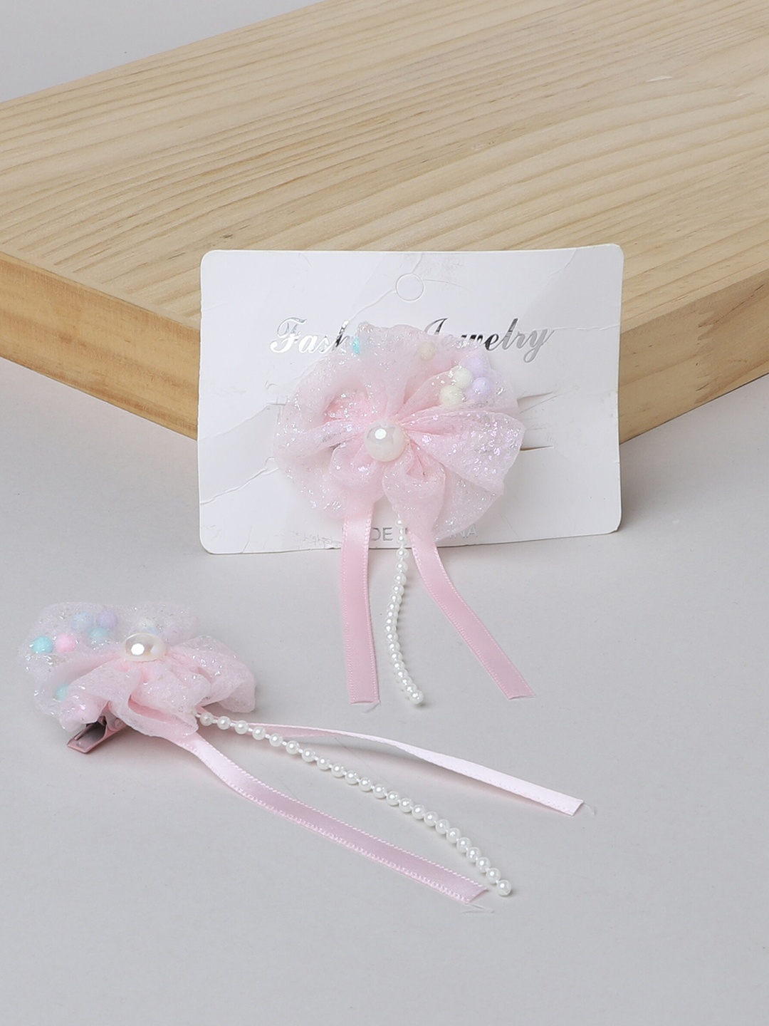 

The Magic Wand Girls Set Of 2 Embellished Alligator Hair Clip, Peach