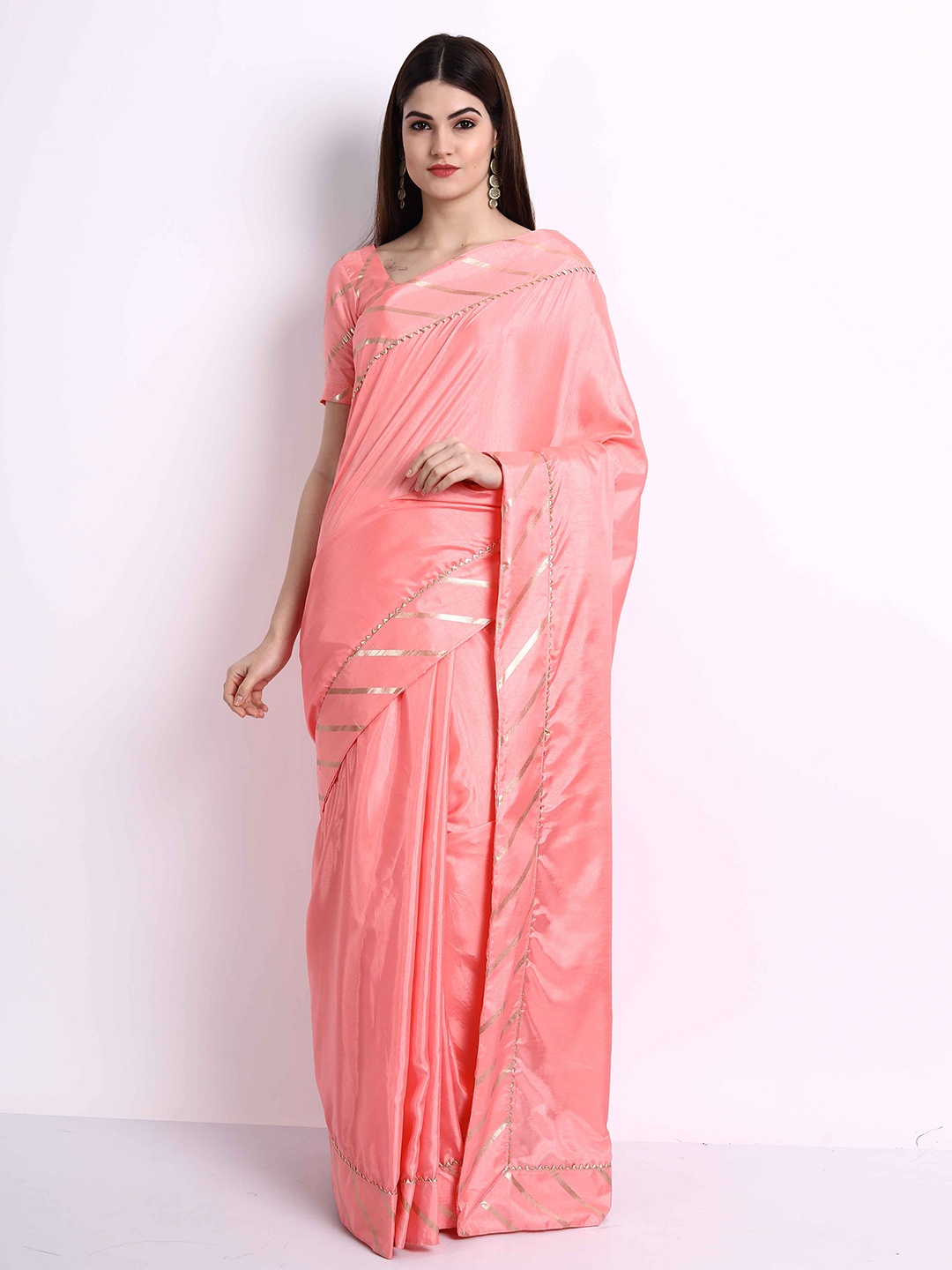 

choiceit Geometric Printed Saree, Pink
