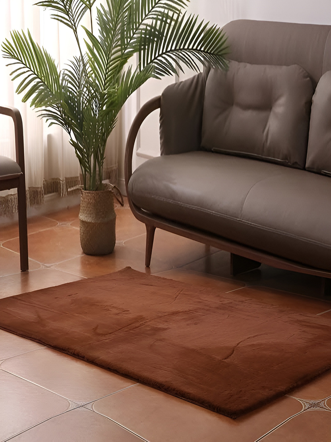 

Yes Cart Home Coffee Brown Solid Anti Skid Carpet