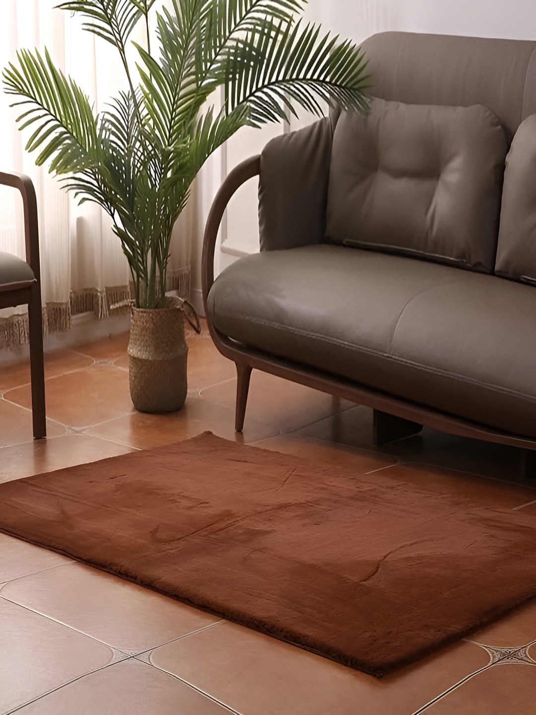 

Yes Cart Home Coffee Brown Solid Anti Skid Carpet