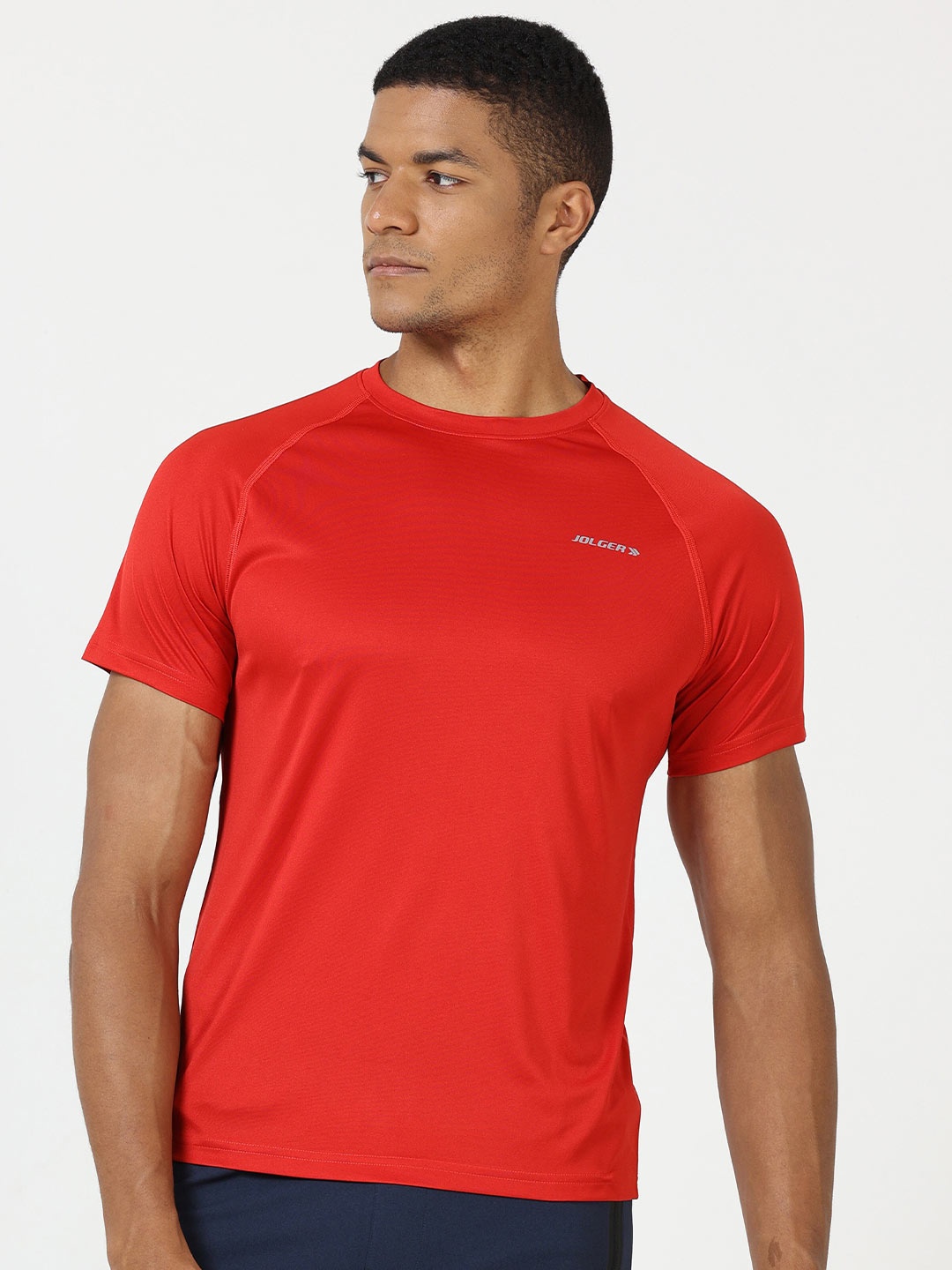 

Jolger Men's Recycled Polyester Dry Fit Raglan Sleeve T-shirt, Red