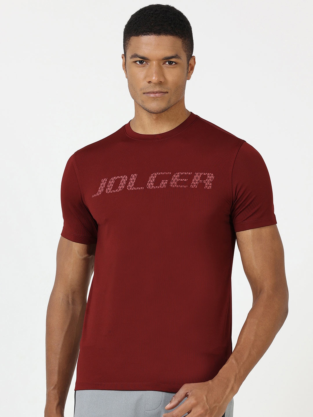 

Jolger Men's Thermoregulated Quick Wicking Graphic Print T-shirt, Maroon