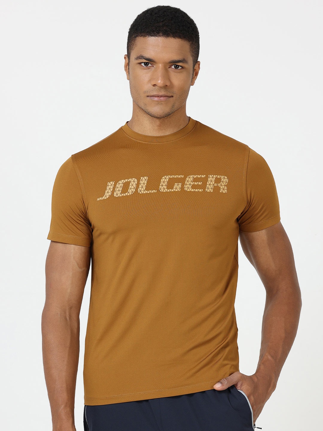 

Jolger Men's Thermoregulated Quick Wicking Graphic Print T-shirt, Brown