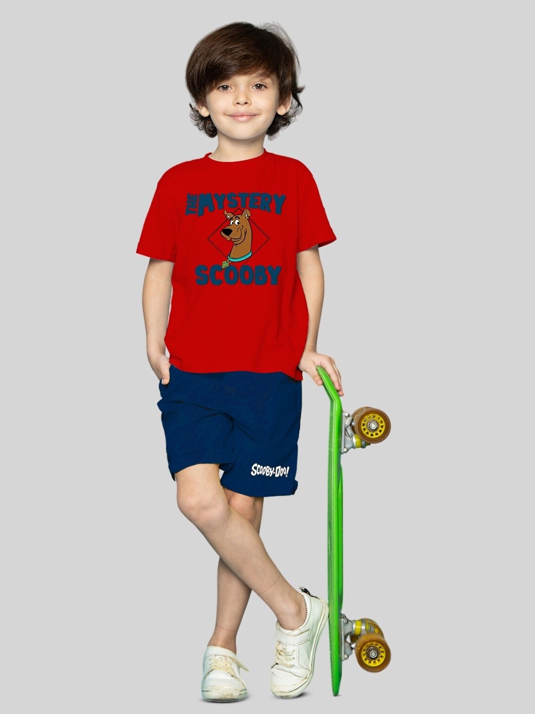 

Minute Mirth Boys Printed Pure Cotton T-shirt With Shorts, Red