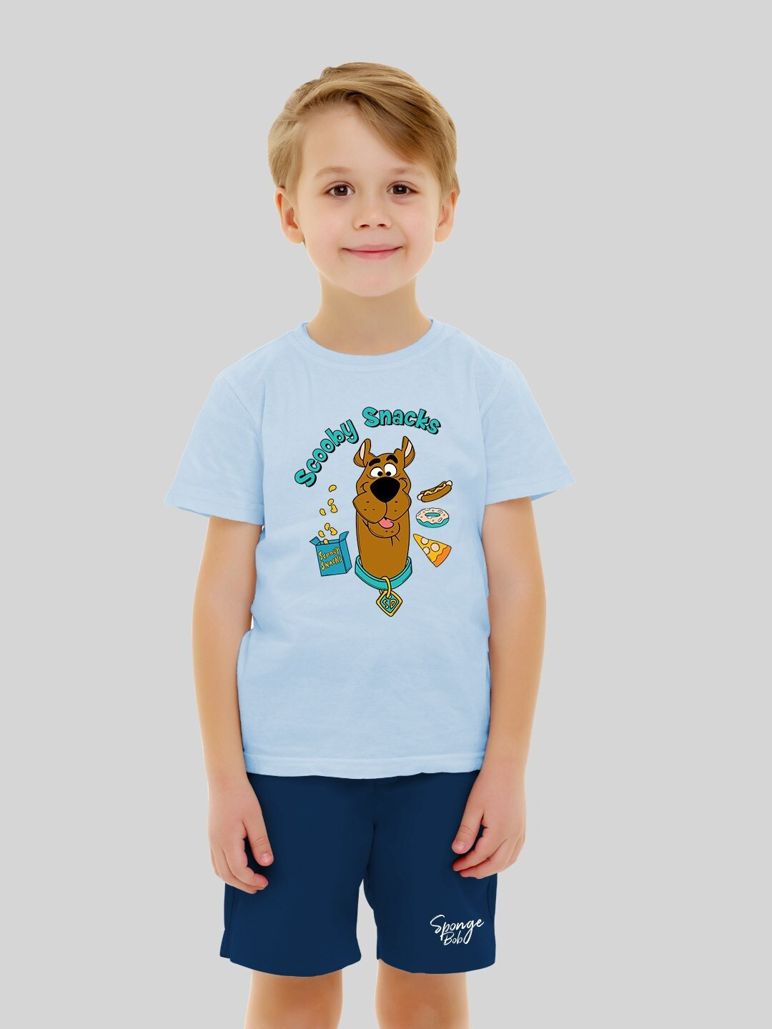 

Minute Mirth Infants Boys Scooby Doo Printed Pure Cotton T-shirt With Shorts, Blue