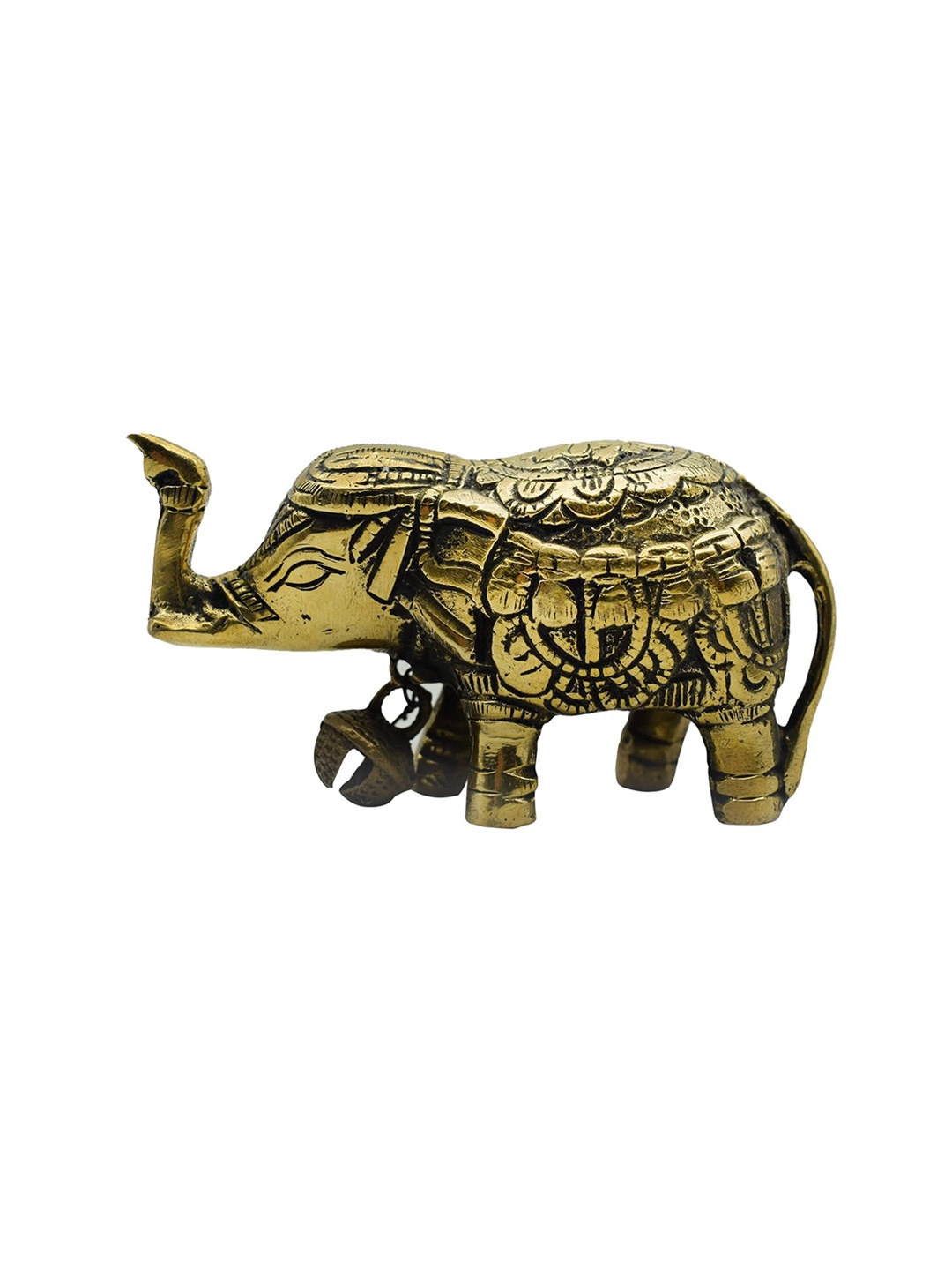 

PujaNPujari Gold Toned Textured Elephant Brass Figurine Showpiece