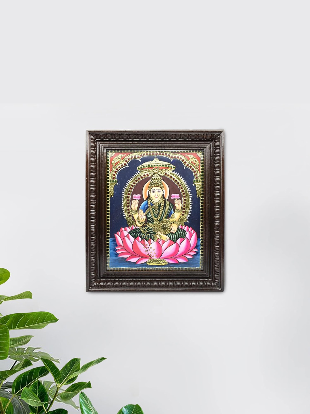 

PujaNPujari Brown & Gold toned Religious Lakshmi Tanjore Wooden Paintings Wall Art