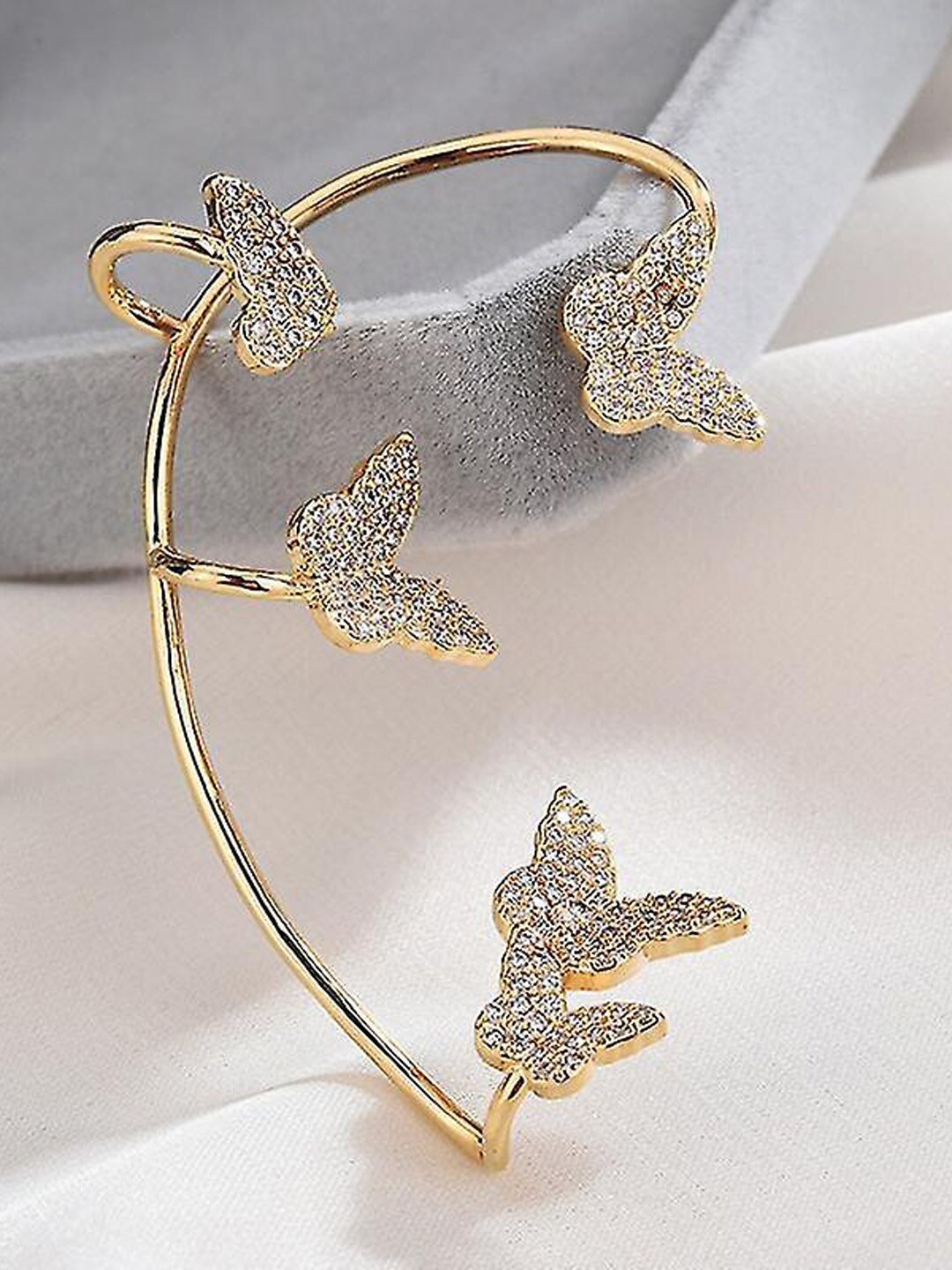

FIMBUL Gold-Plated CZ Stone Studded Ear Cuff Earrings