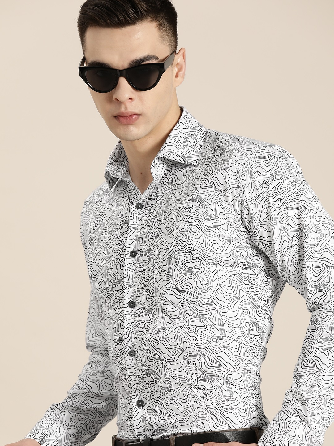 

Hancock Men Standard Slim Fit Printed Party Shirt, White