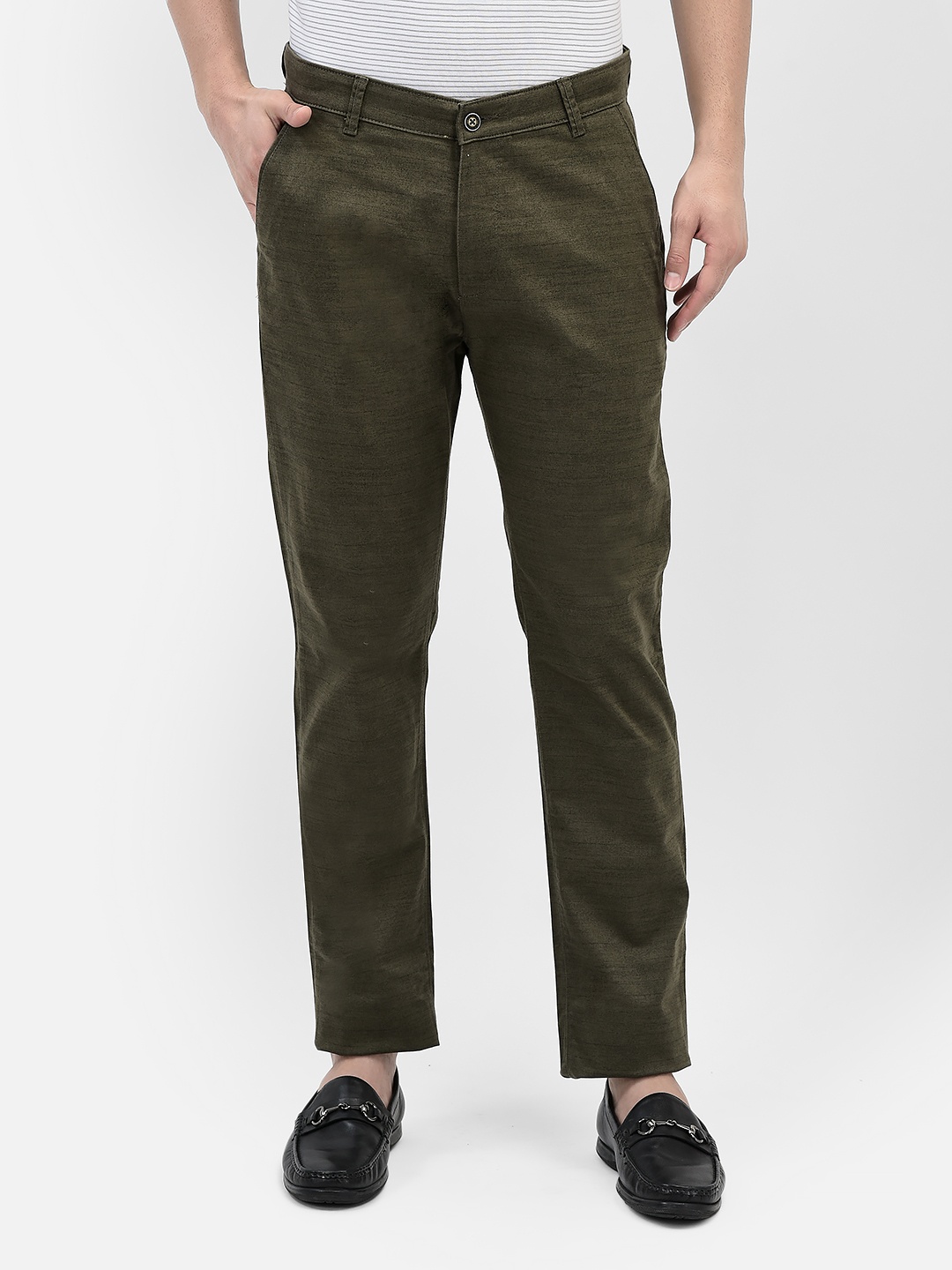 

Crimsoune Club Men Mid-Rise Slim Fit Chinos, Olive