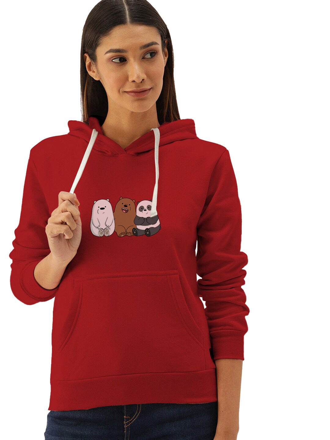 

BAESD Printed Cotton Hooded Pullover Sweatshirt, Red