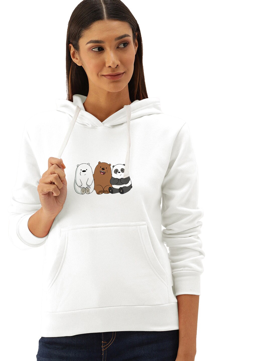 

BAESD Graphic Printed Cotton Hooded Pullover, White