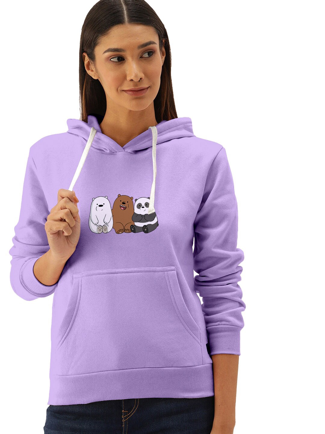 

BAESD Graphic Printed Hooded Cotton Pullover, Lavender