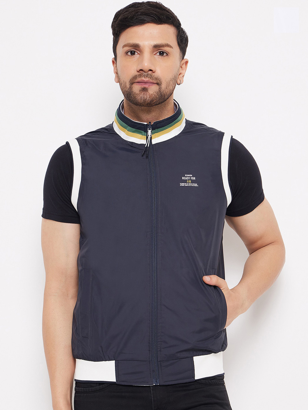 

Okane Reversible Mock Collar Bomber Jacket, White