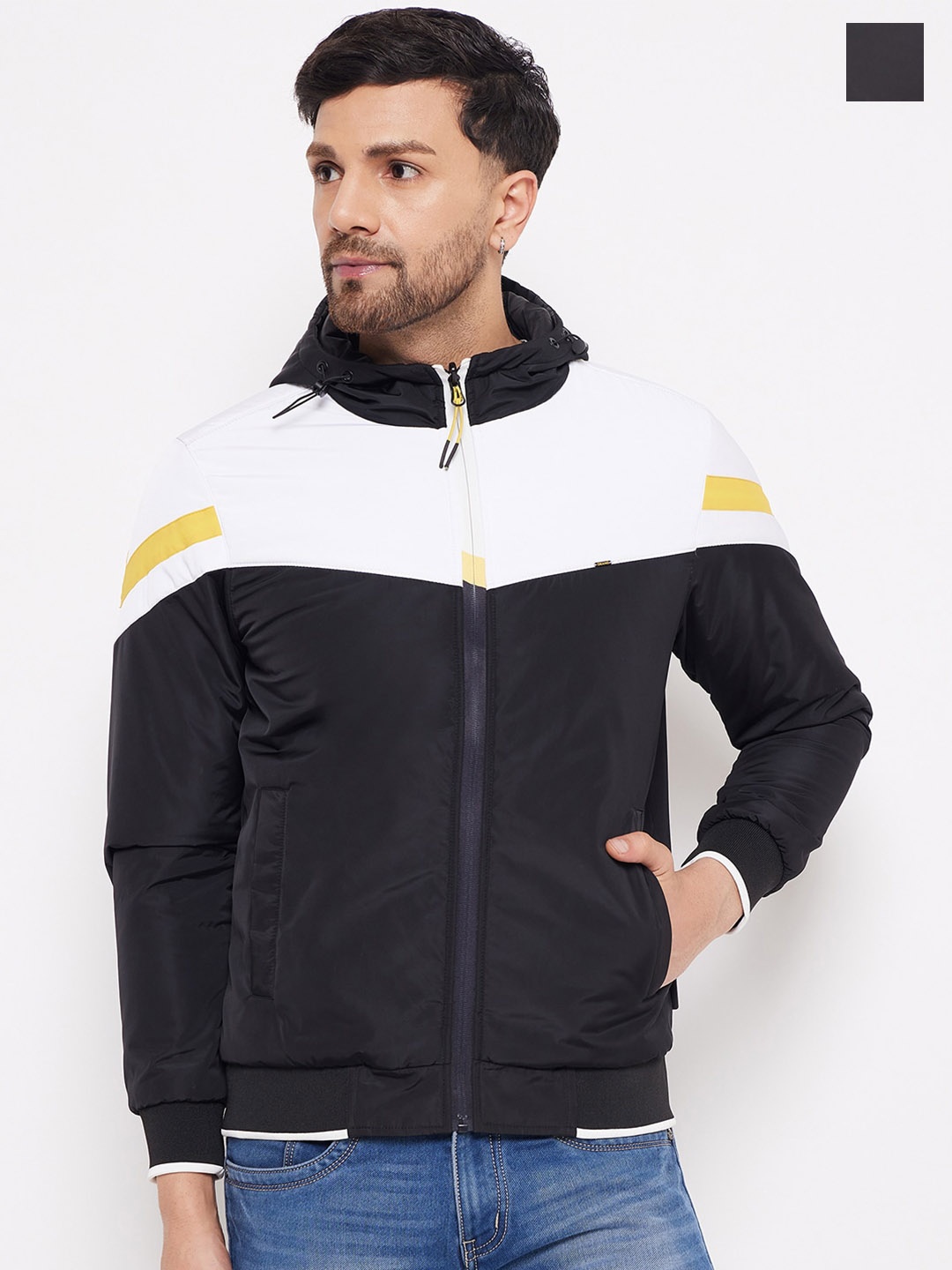 

Okane Reversible Colourblocked Hooded Padded Jacket, Black