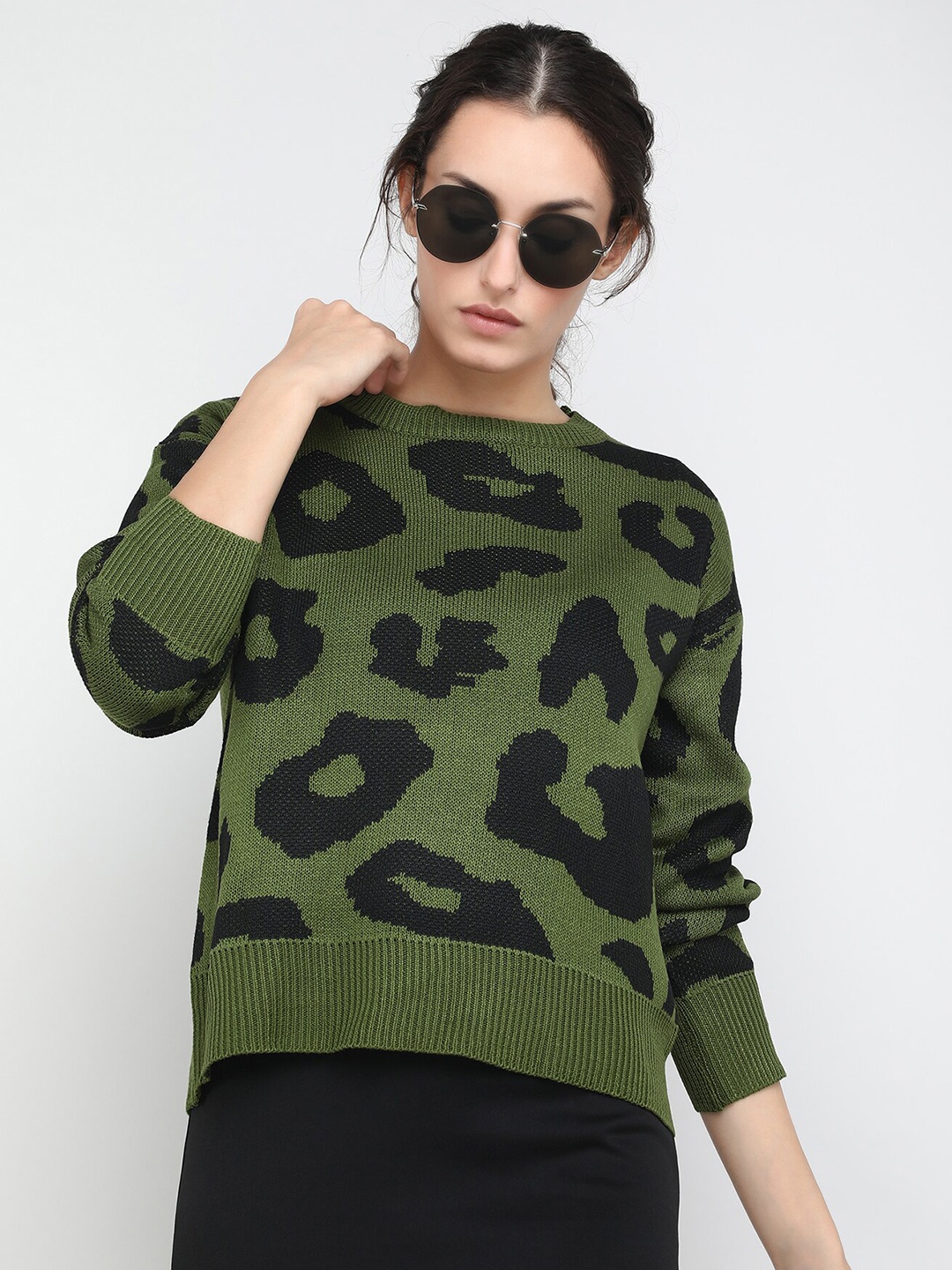 

LULU & SKY Abstract Printed Pullover, Green