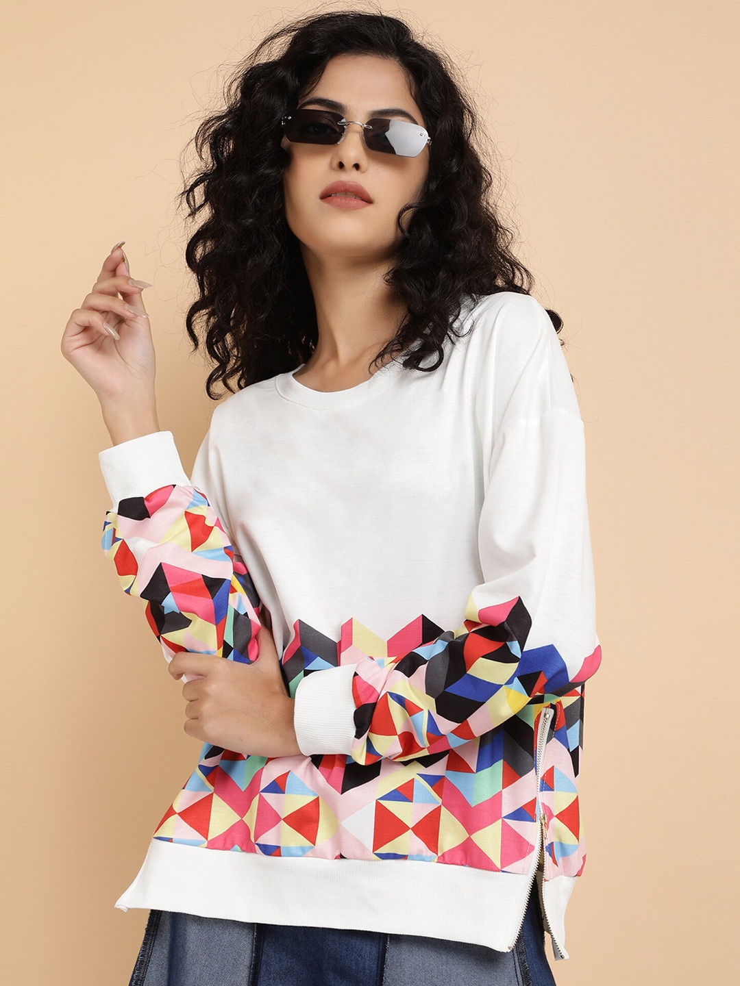 

LULU & SKY Geometric Printed Sweatshirt, White