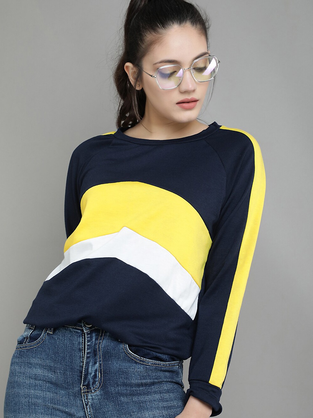 

LULU & SKY Colourblocked Round Neck Sweatshirt, Blue