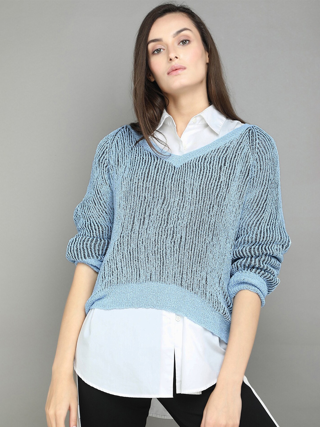 

LULU & SKY Cable Knit Pullover Sweater, Blue