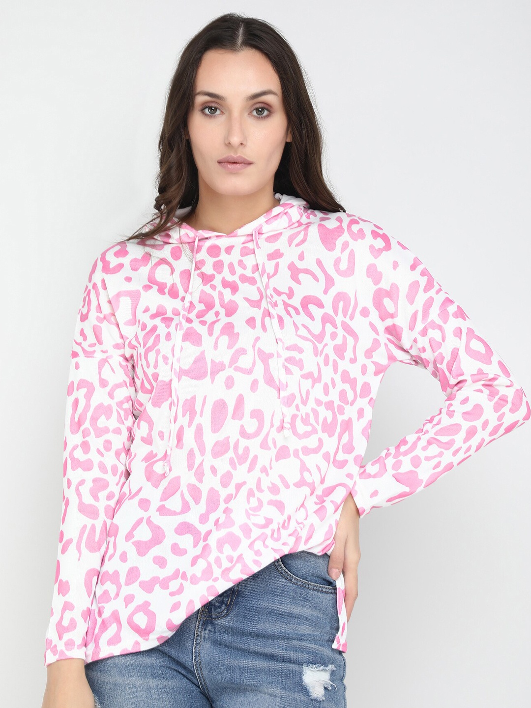 

LULU & SKY Abstract Printed Hooded Sweatshirt, Pink