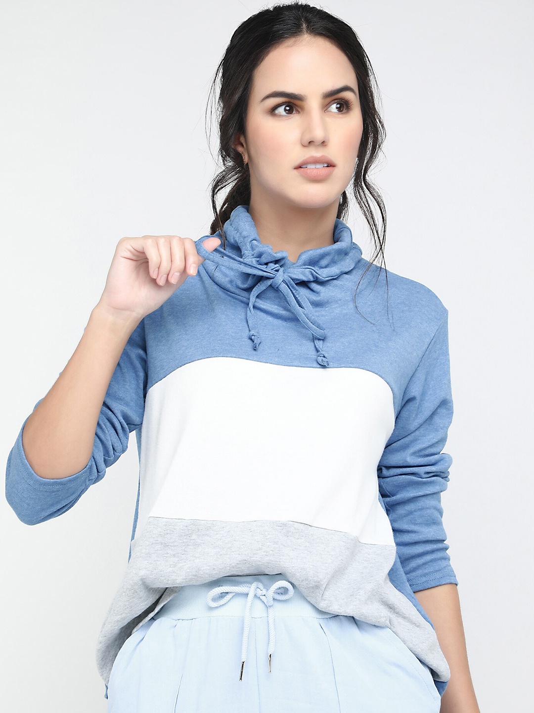 

LULU & SKY Colourblocked Mock Collar Sweatshirt, Blue