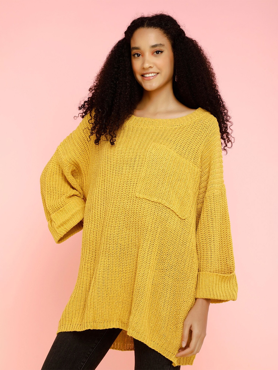 

LULU & SKY Open Knit Woollen Pullover Sweater, Yellow