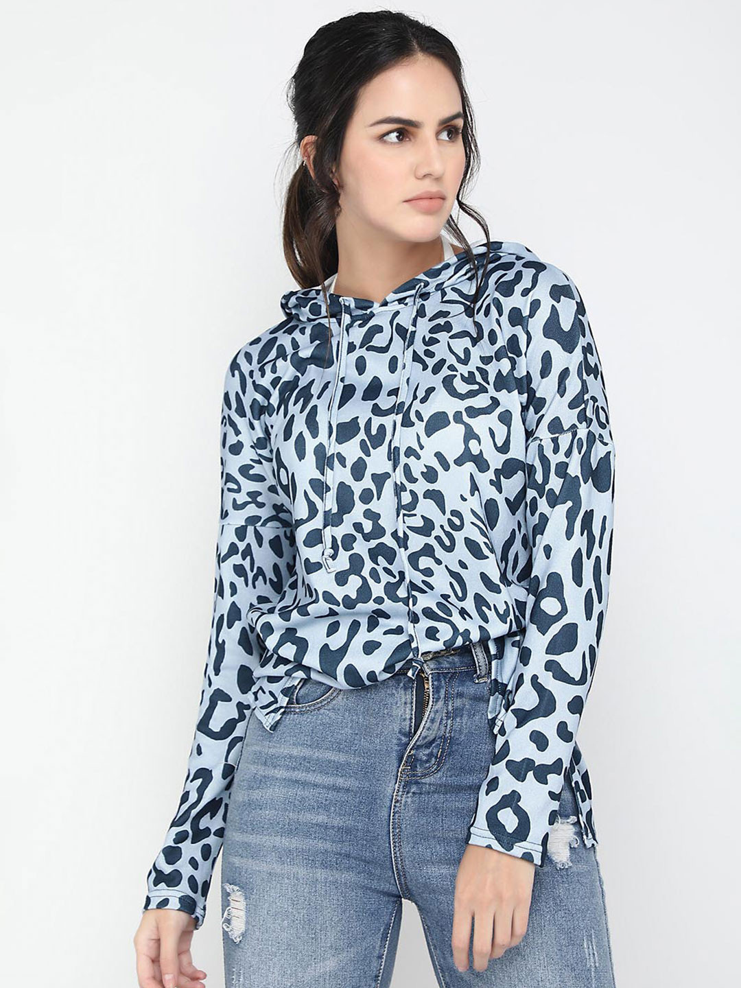 

LULU & SKY Abstract Printed Hooded Pullover Sweatshirt, Blue