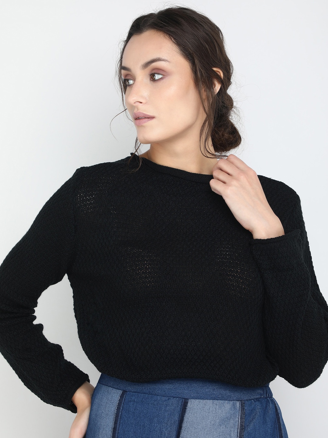 

LULU & SKY Self Design Boat Neck Pullover, Black