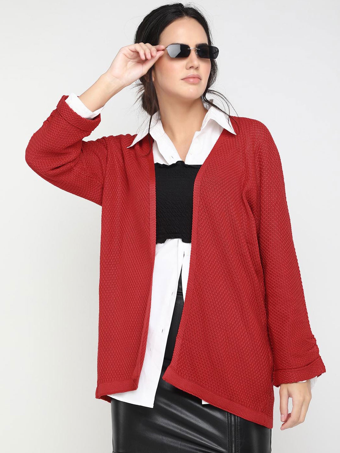 

LULU & SKY Open Front Shrug, Red