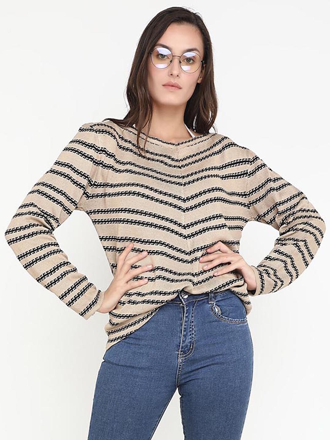 

LULU & SKY Striped V-Neck Pullover, Khaki