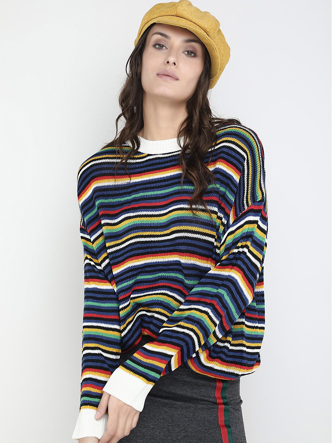 

LULU & SKY Striped Round Neck Sweatshirt, Navy blue