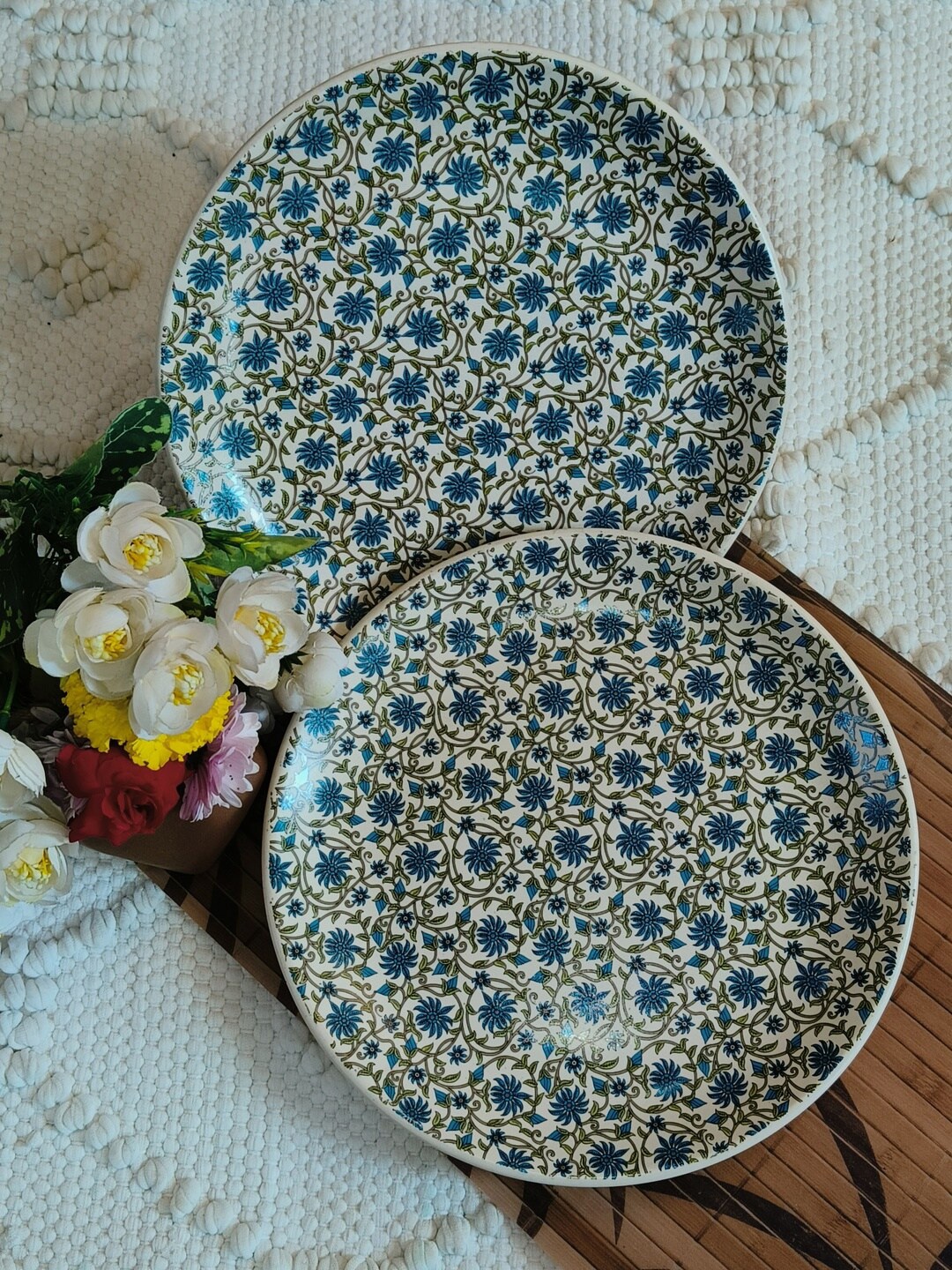 

NIYARA White & Blue 2 Pieces Printed Ceramic Glossy Plates