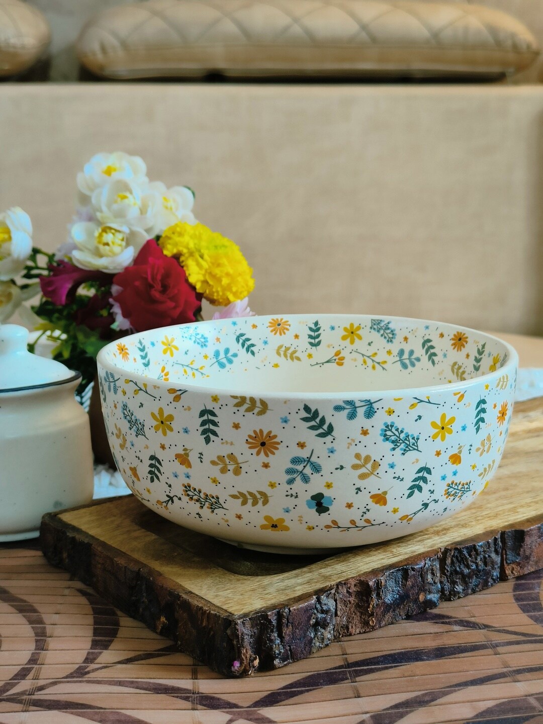 

NIYARA White Printed Ceramic Serving Bowl