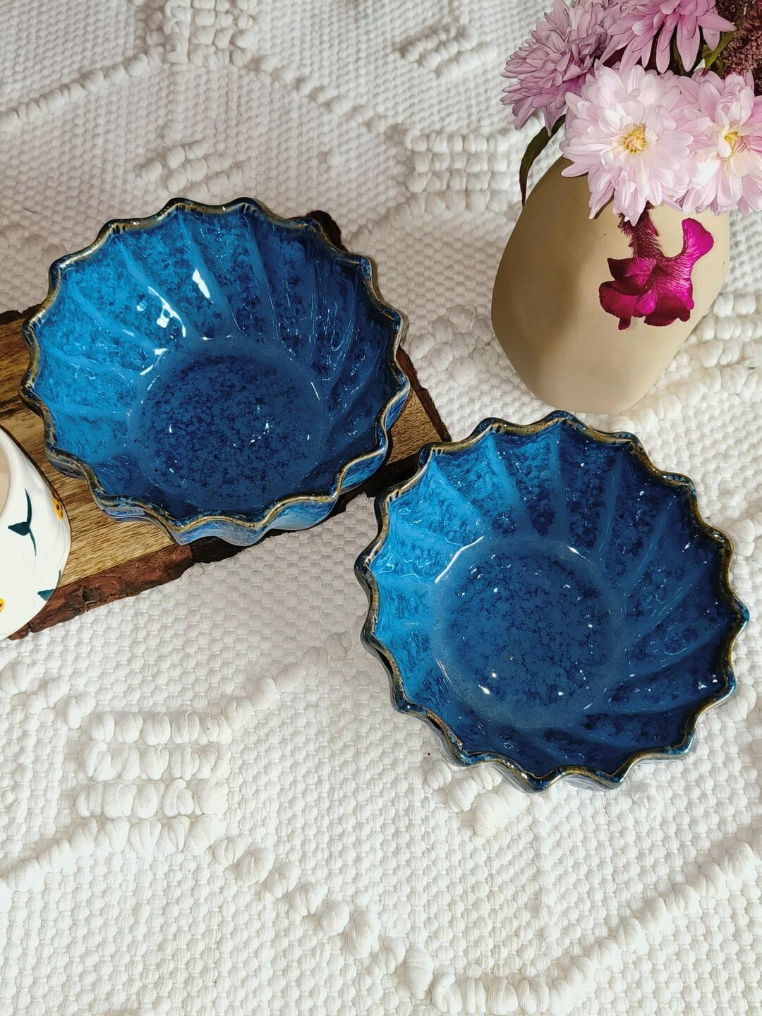 

NIYARA Blue 2 Pieces Printed Ceramic Glossy Bowls