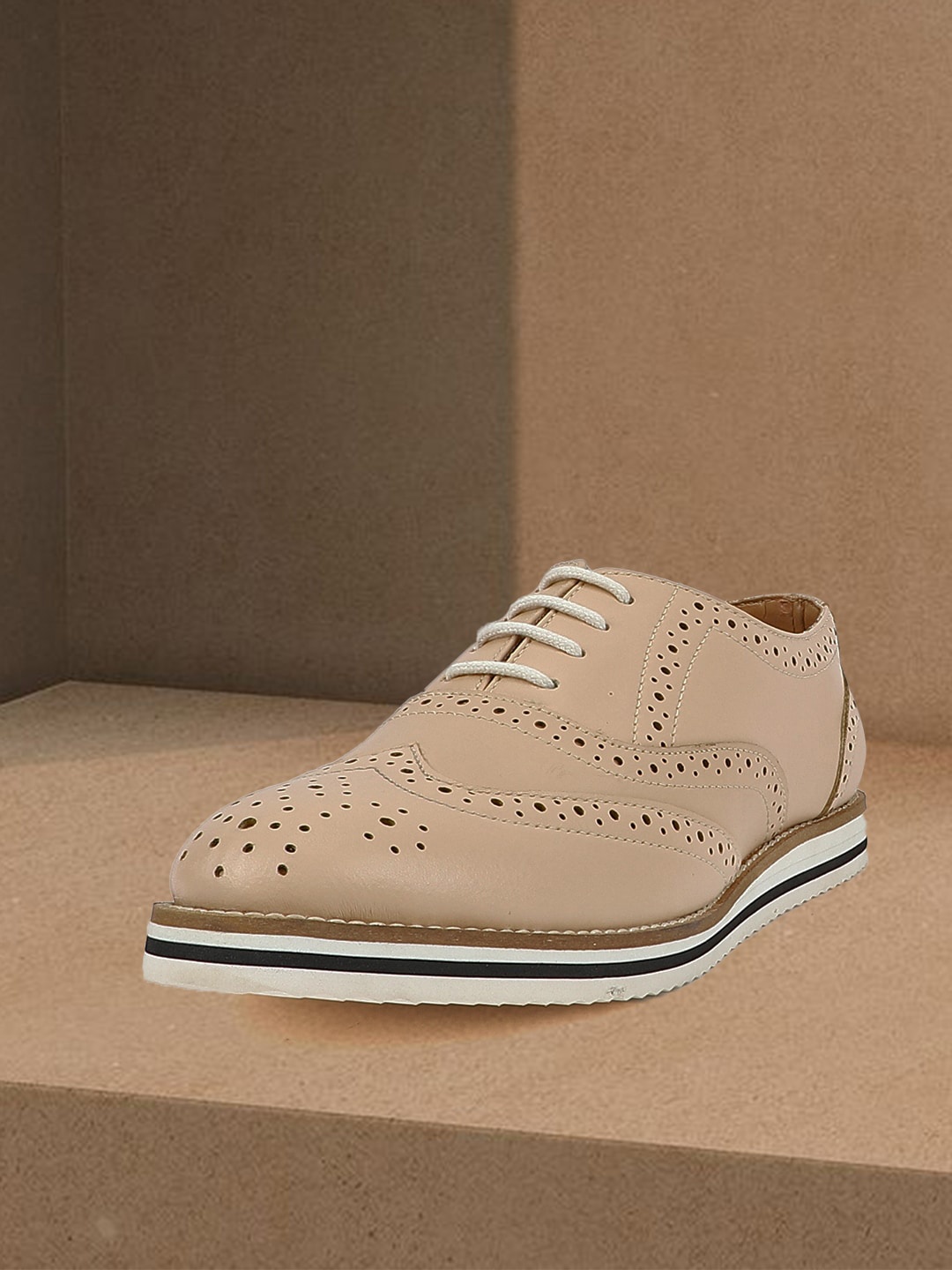 

Carlton London Women Perforated Brogues, Beige