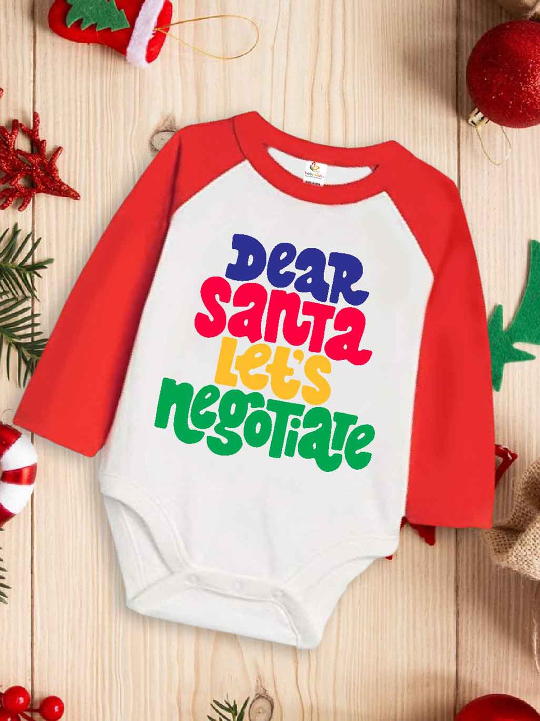 

Babywish Infants Christmas Vibes Printed Cotton Bodysuit, White