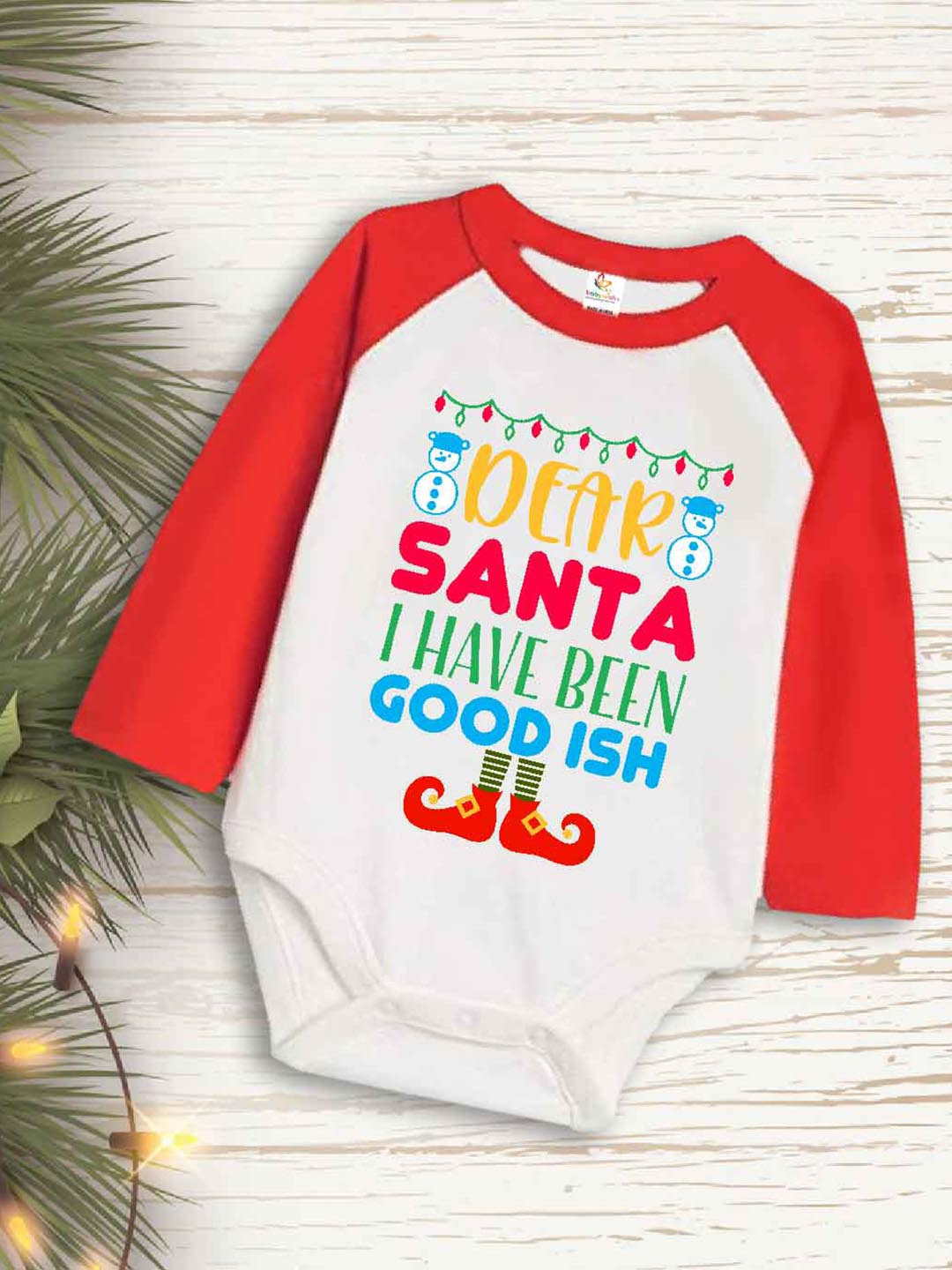 

Babywish Infants Christmas Vibes Printed Cotton Bodysuit, Red