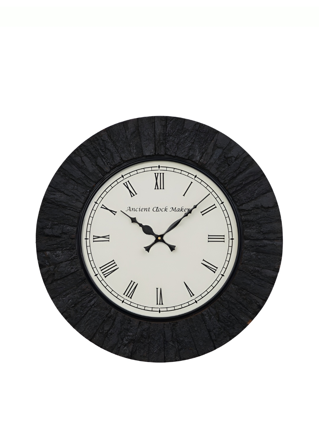 

CHRONIKLE Brown & White Wooden Textured Round Contemporary Wall Clock