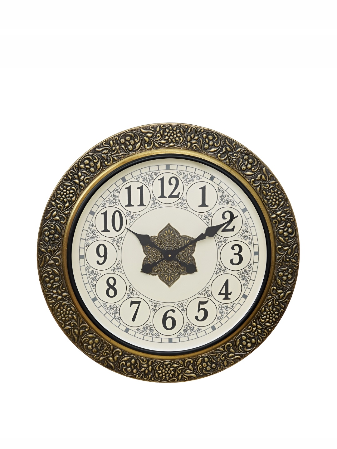 

CHRONIKLE Gold Toned & White Textured Round Contemporary Wall Clock