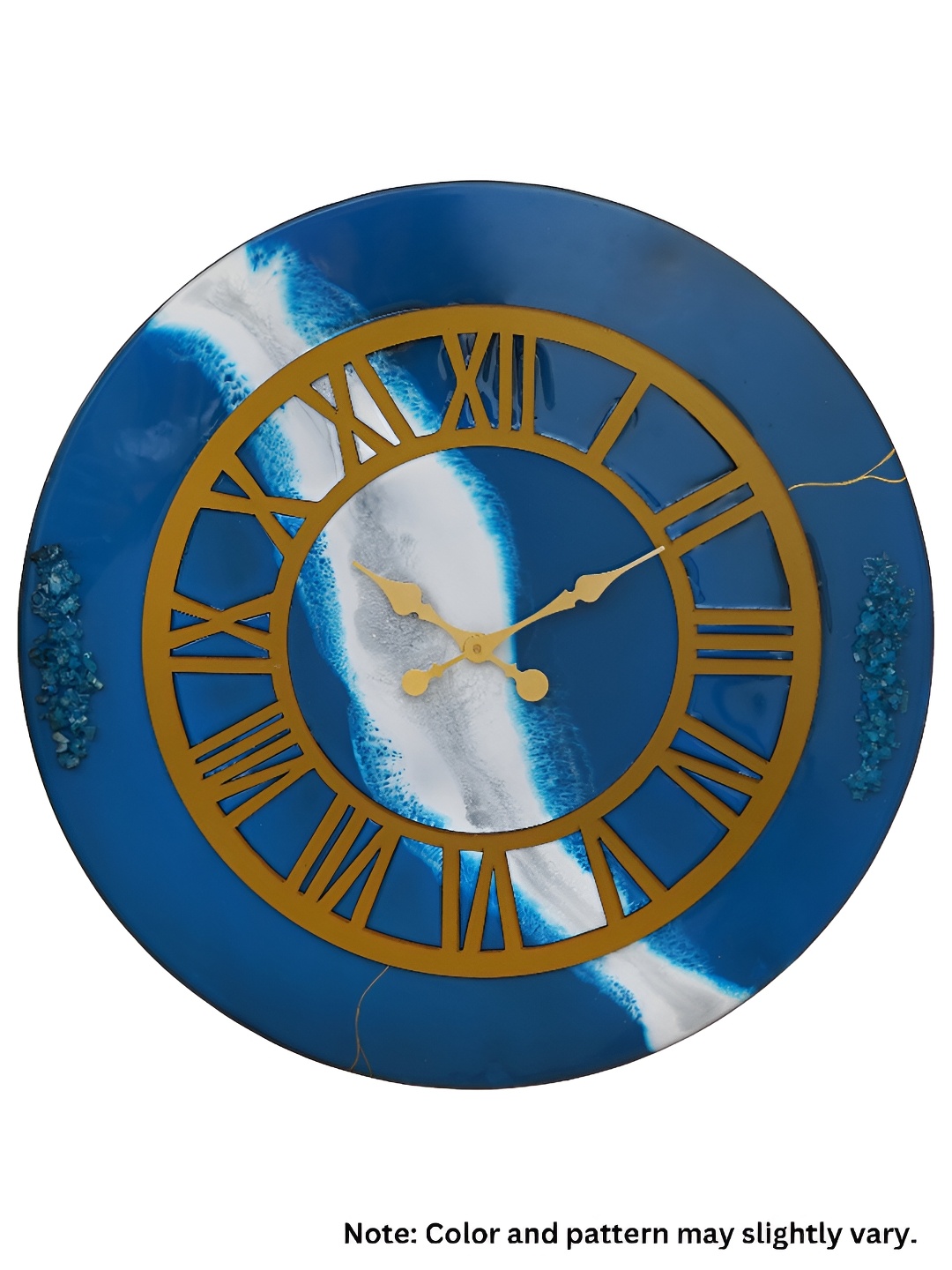 

CHRONIKLE Blue & White Wooden Round Contemporary Textured Wall Clock