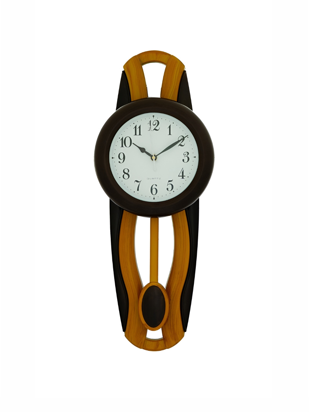 

CHRONIKLE Brown& White Wooden Round Traditional Wall Clock