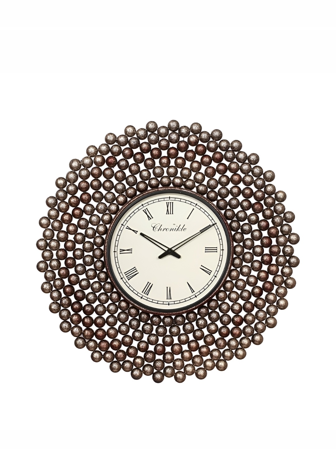 

CHRONIKLE Brown Embellished Analogue Contemporary Rounded Wall Clock