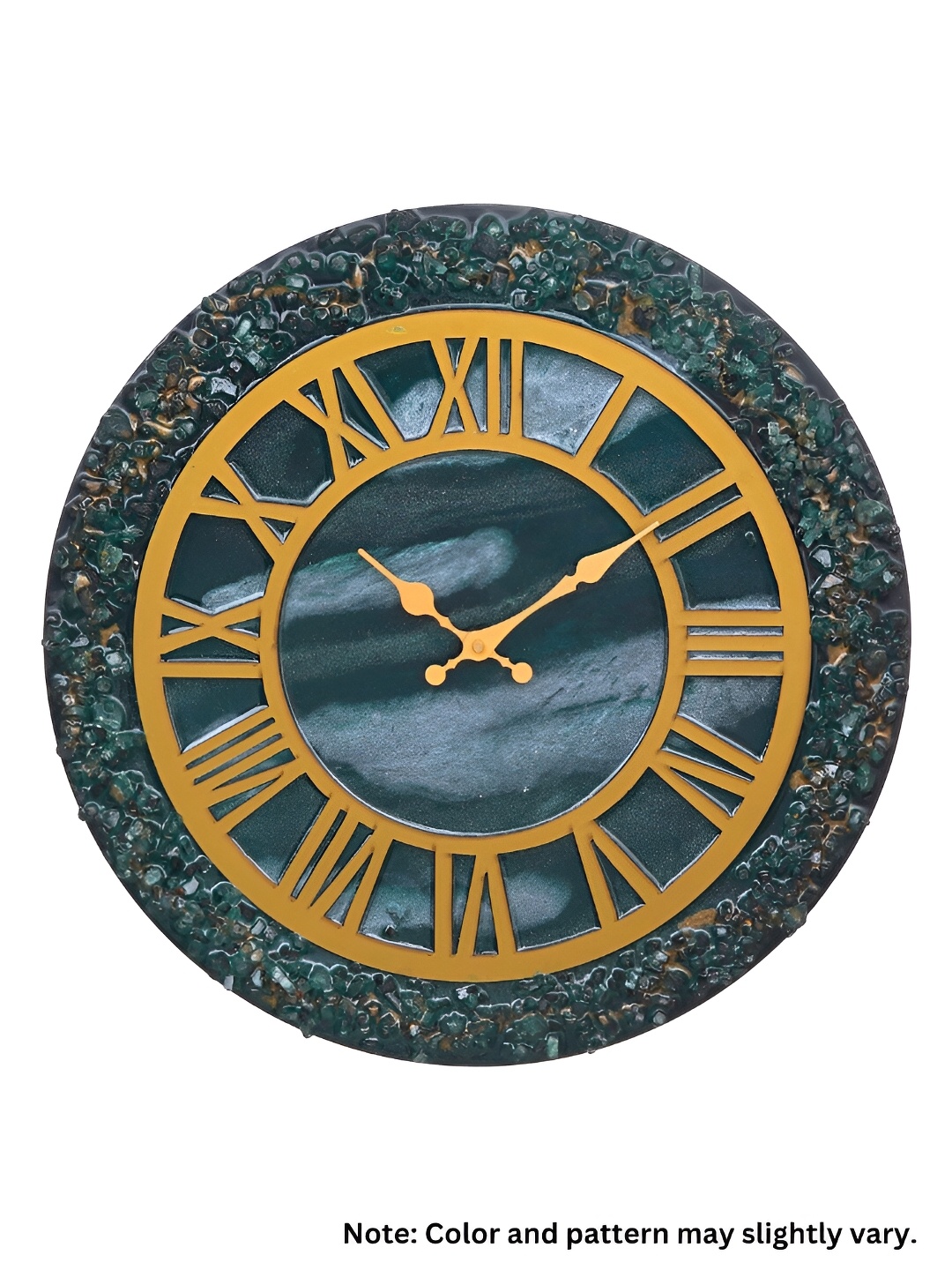 

CHRONIKLE Green & Brown Textured Metal Round Contemporary Wall Clock