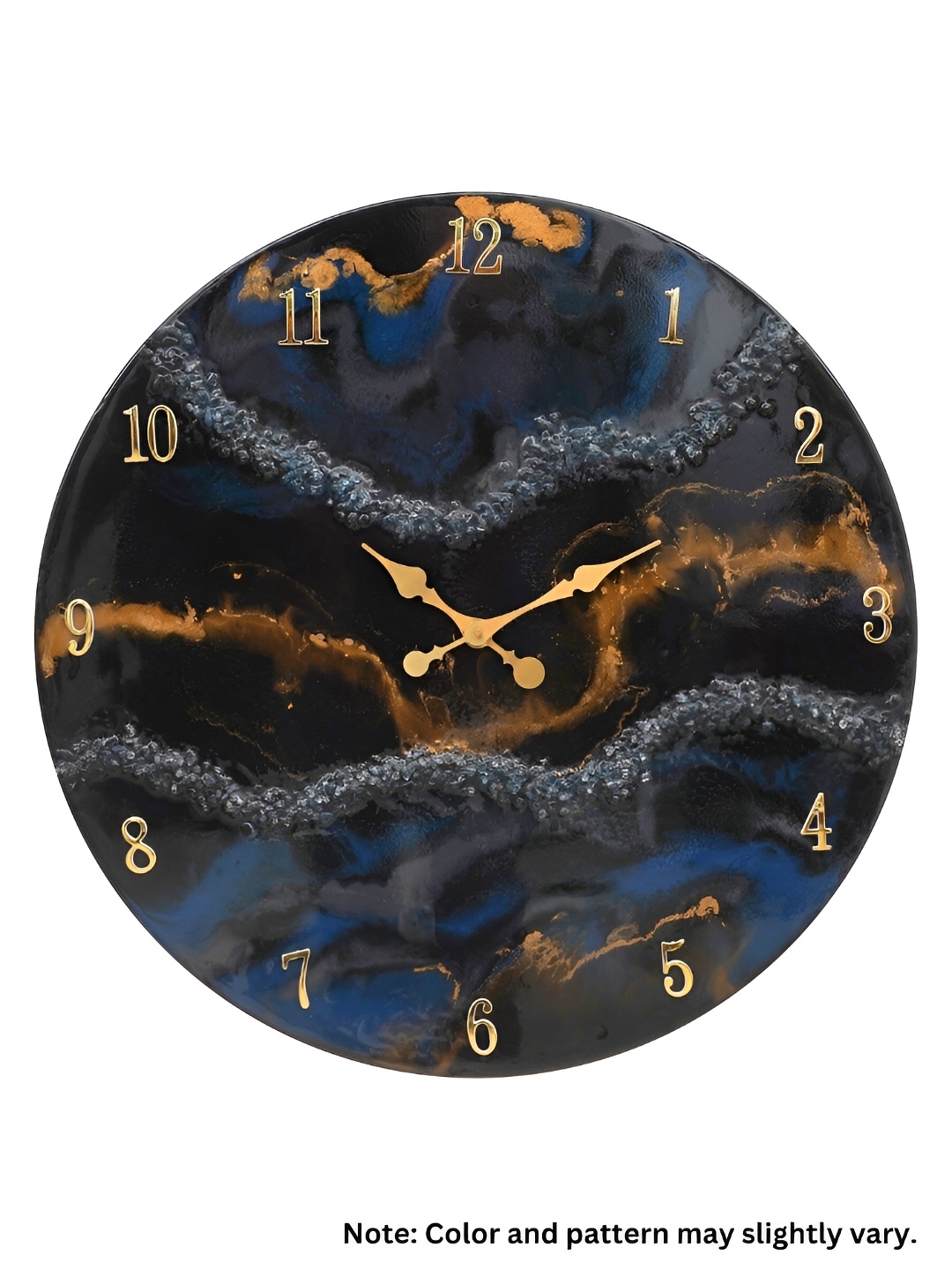 

CHRONIKLE Black & Gold Toned Textured Analogue Round Shaped Contemporary Wall Clock