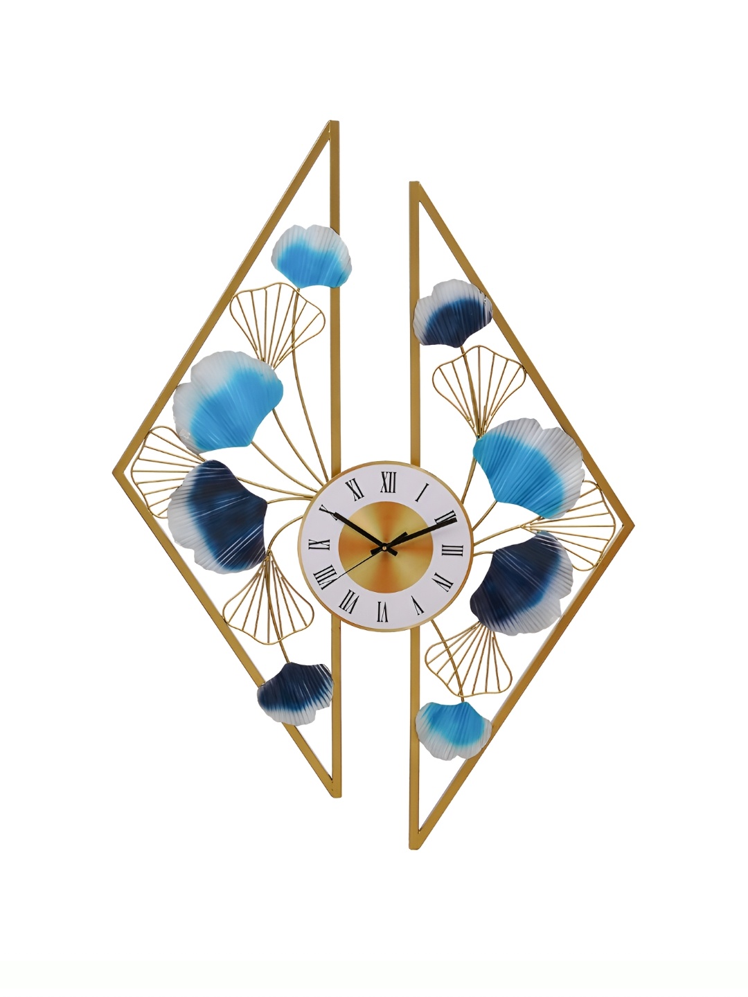

CHRONIKLE Gold Toned Blue Embellished Analogue Contemporary Wall Clock