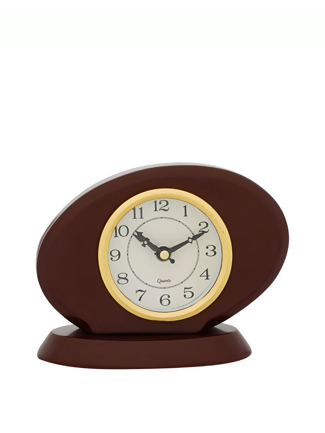 

CHRONIKLE Brown and GoldToned Round Analogue Contemporary Table Clock